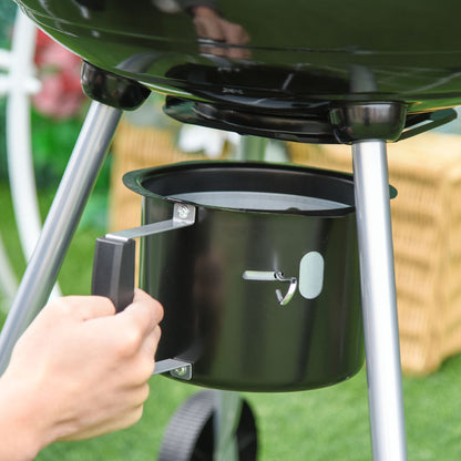 Outsunny Portable Kettle Charcoal Grill Withwheels 57Lx63Wx94H cm-Black/Silver