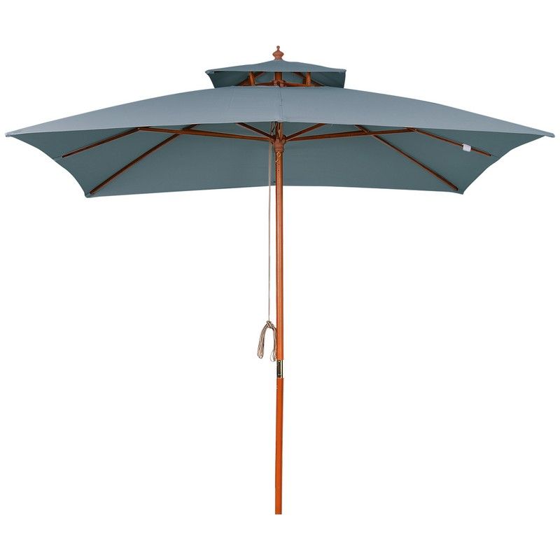 Outsunny Outsunny 3X3(M) Wood Square Patio Umbrella Market Parasol Sunshade Canopy Dark Grey