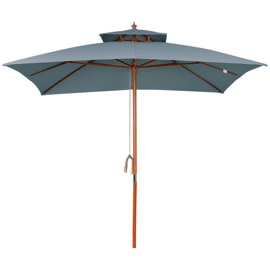 Outsunny Outsunny 3X3(M) Wood Square Patio Umbrella Market Parasol Sunshade Canopy Dark Grey