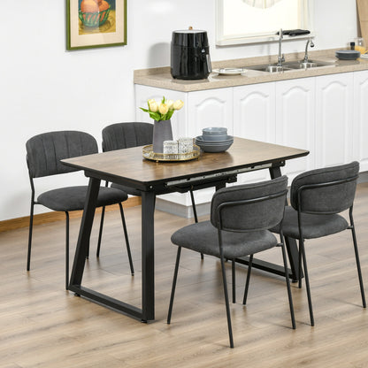 Homcom Extendable Dining Table Rectangular Wood Effect Tabletop For 4-6 People With Steel Frame & Hidden Leaves For Kitchen