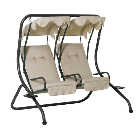 Outsunny Outsunny Canopy Swing Chair Modern Garden Swing Seat Outdoor Relax Chairs W/ 2 Separate Chairs