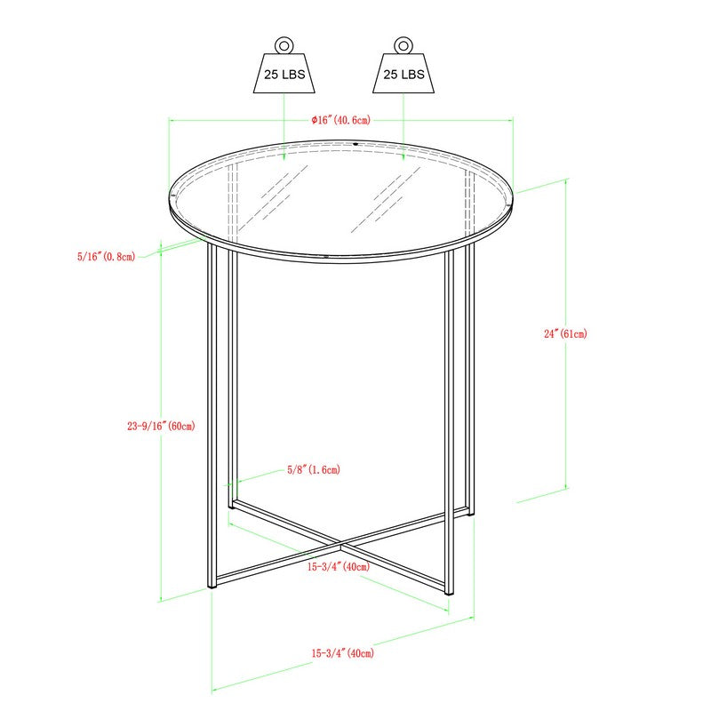 Deco Circular Side Table Metal & Glass Gold