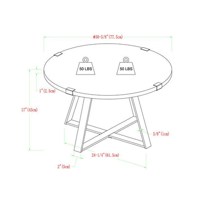 Rustic Circular Coffee Table Grey