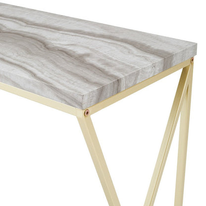 Marbleiz Console Table Marbleiz & Metal Grey & Gold