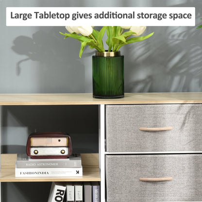 Chest of Drawers Storage Dresser Cabinet Organizer with 3 Fabric Drawers and 2 Display Shelves for Living Room