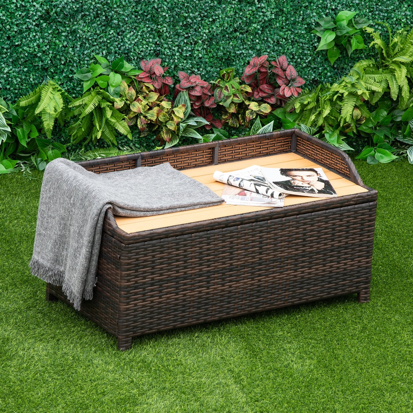 PE Rattan Outdoor Storage Benches