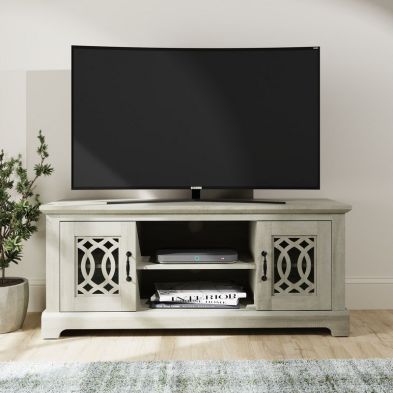 Amelie TV Unit Light Grey 3 Shelves 2 Doors