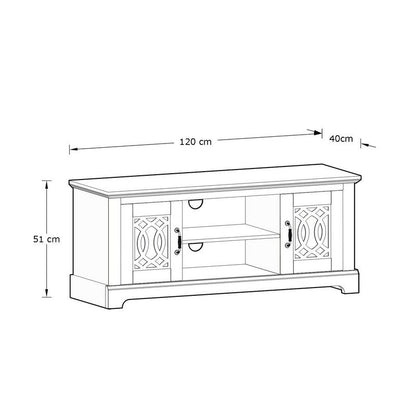 Amelie TV Unit Light Grey 3 Shelves 2 Doors