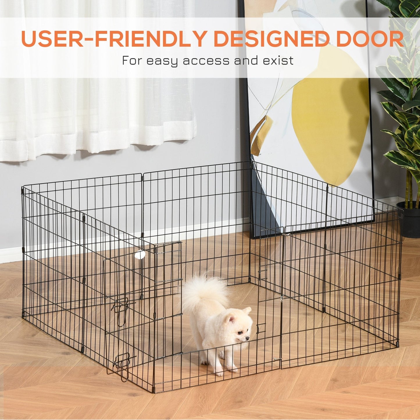 PawHut 8 Panel Dog Playpen Puppy Pen Rabbits Guinea Metal Crate Pet Cage Run Indoor Outdoor