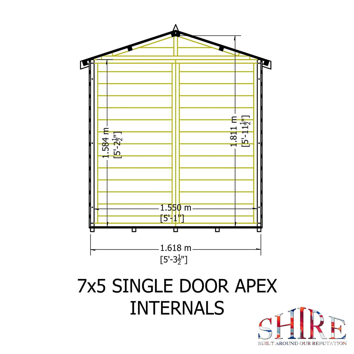 Shire Evan 5' 3" x 6' 8" Apex Shed - Premium Dip Treated Shiplap