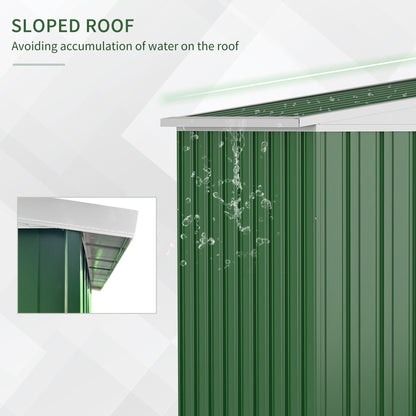 Galvanised 8 x 4' Double Door Apex Garden Shed Lockable Steel Green by Steadfast