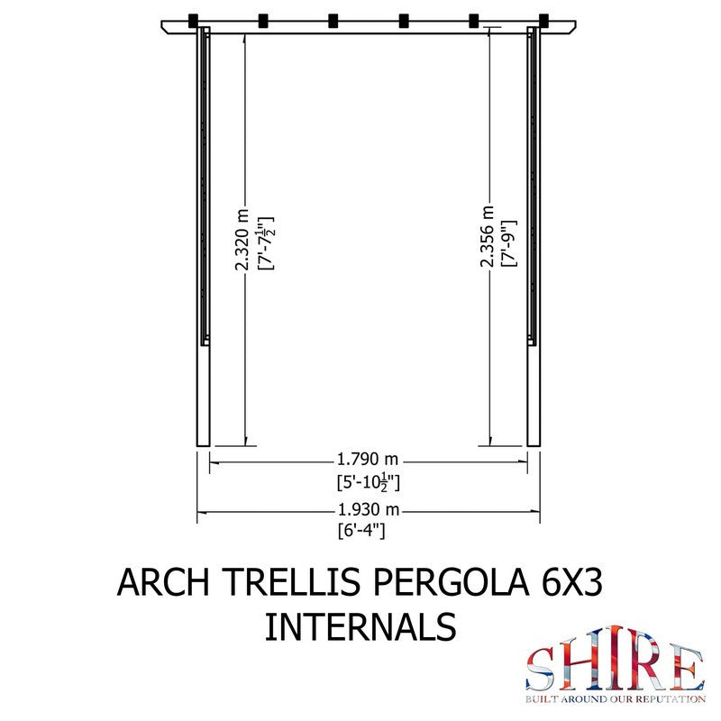 Shire 3' 4" x 6' 3" Garden Arch - Classic Pressure Treated