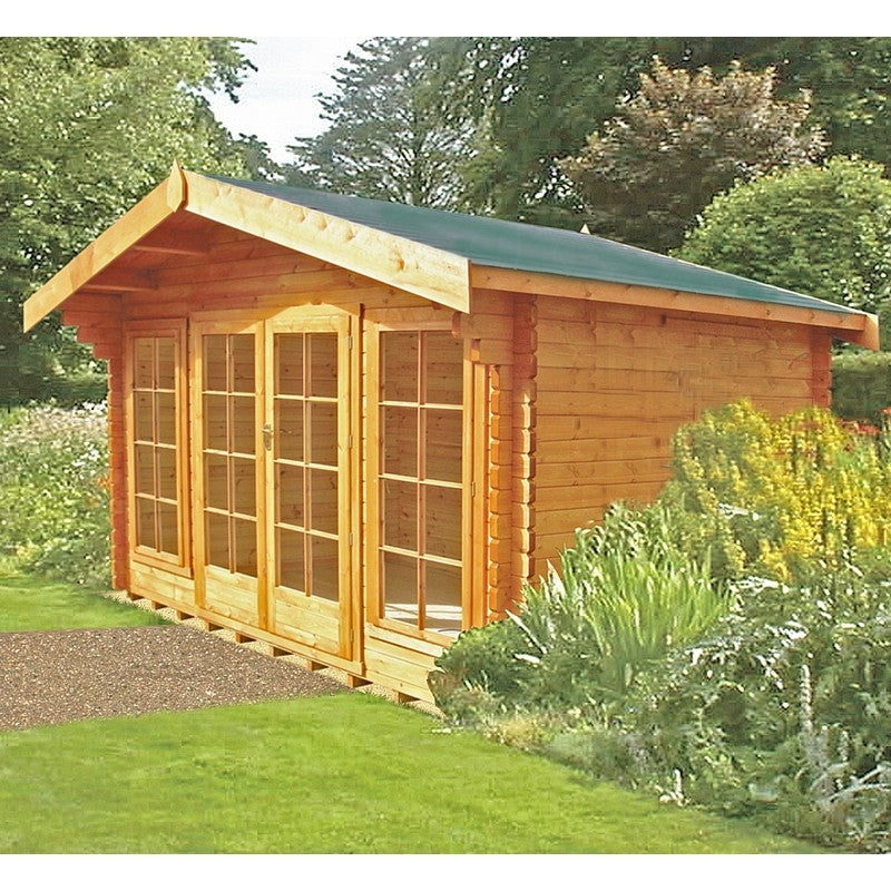 Shire Shire Argyll 11' 9" x 7' 10" Apex Log Cabin - Premium 28mm Cladding Tongue & Groove