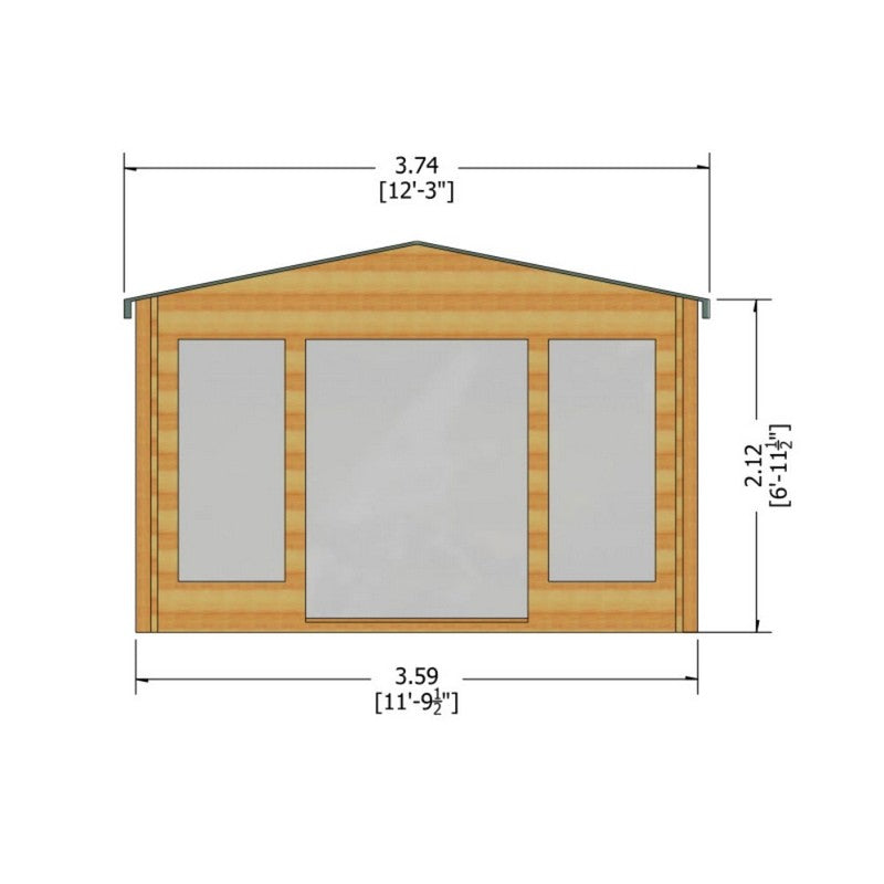 Shire Shire Argyll 11' 9" x 7' 10" Apex Log Cabin - Premium 28mm Cladding Tongue & Groove