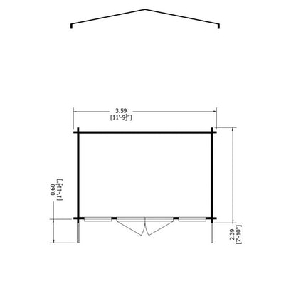 Shire Shire Argyll 11' 9" x 7' 10" Apex Log Cabin - Premium 34mm Cladding Tongue & Groove