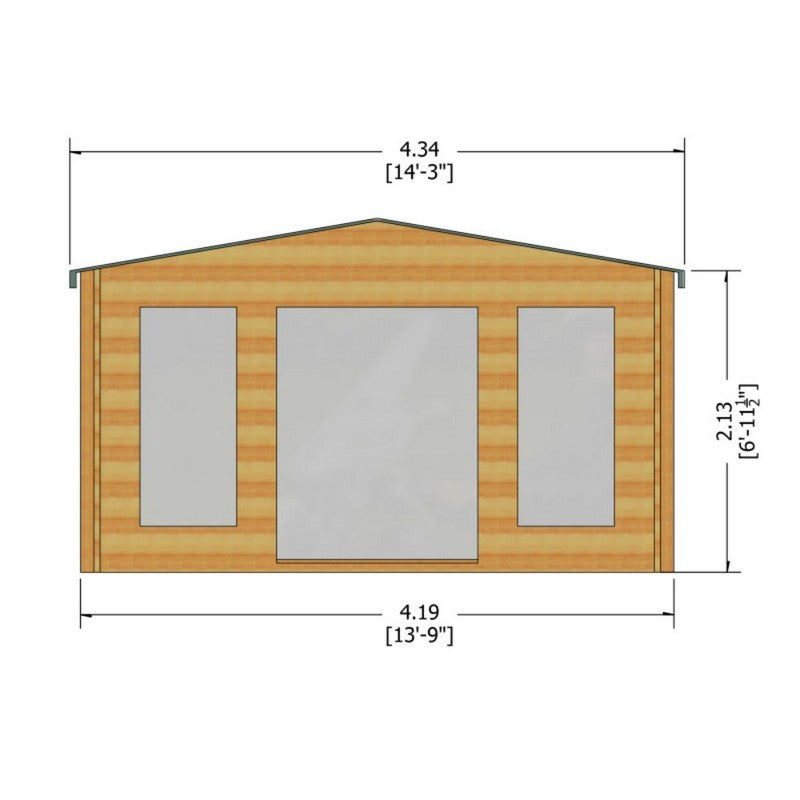 Shire Shire Argyll 13' 8" x 7' 10" Apex Log Cabin - Premium 28mm Cladding Tongue & Groove