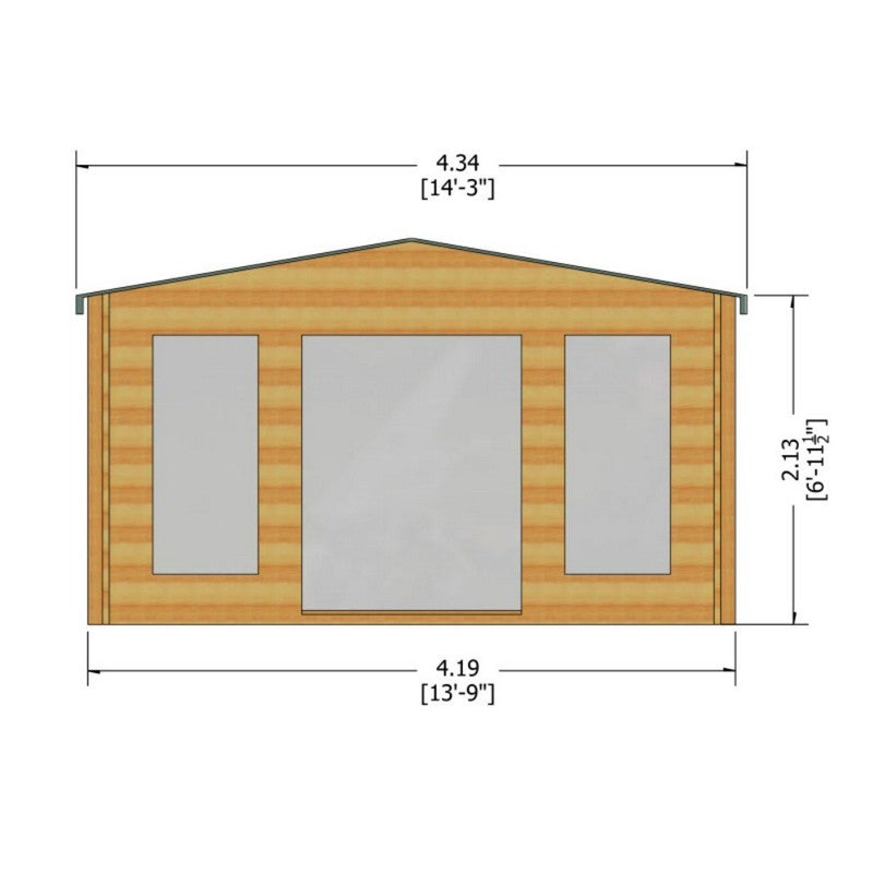 Shire Shire Argyll 13' 8" x 7' 10" Apex Log Cabin - Premium 34mm Cladding Tongue & Groove