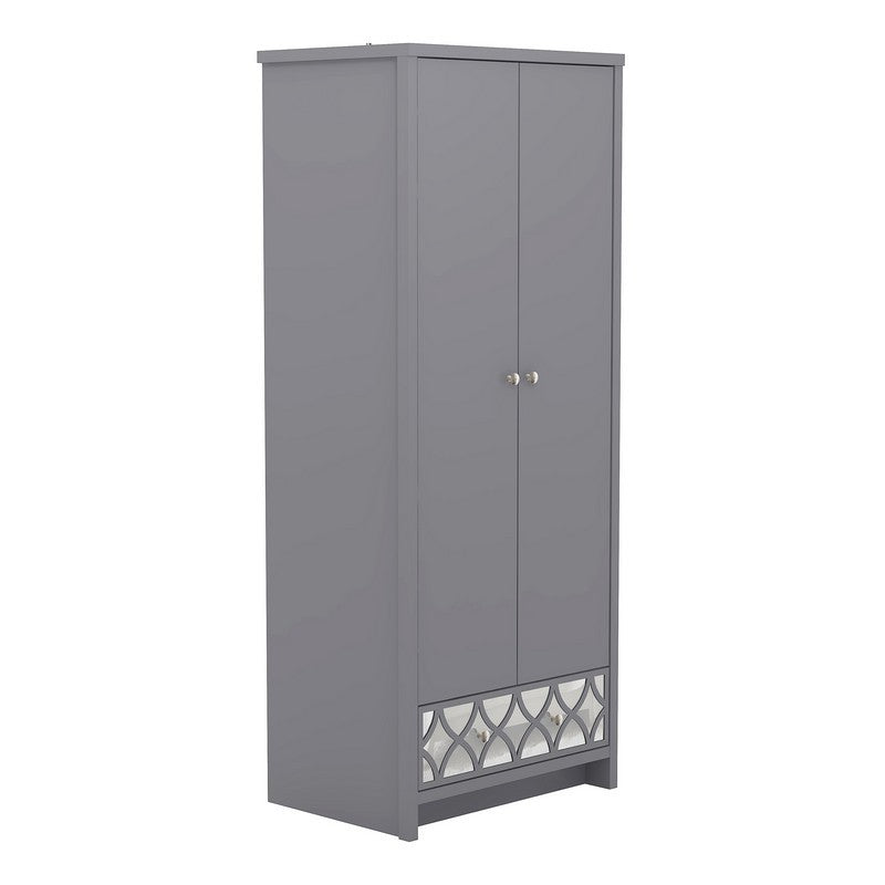 Arianna Tall Wardrobe Grey 2 Doors 1 Drawer