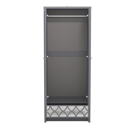 Arianna Tall Wardrobe Grey 2 Doors 1 Drawer