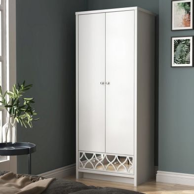 Arianna Tall Wardrobe White 2 Doors 1 Drawer