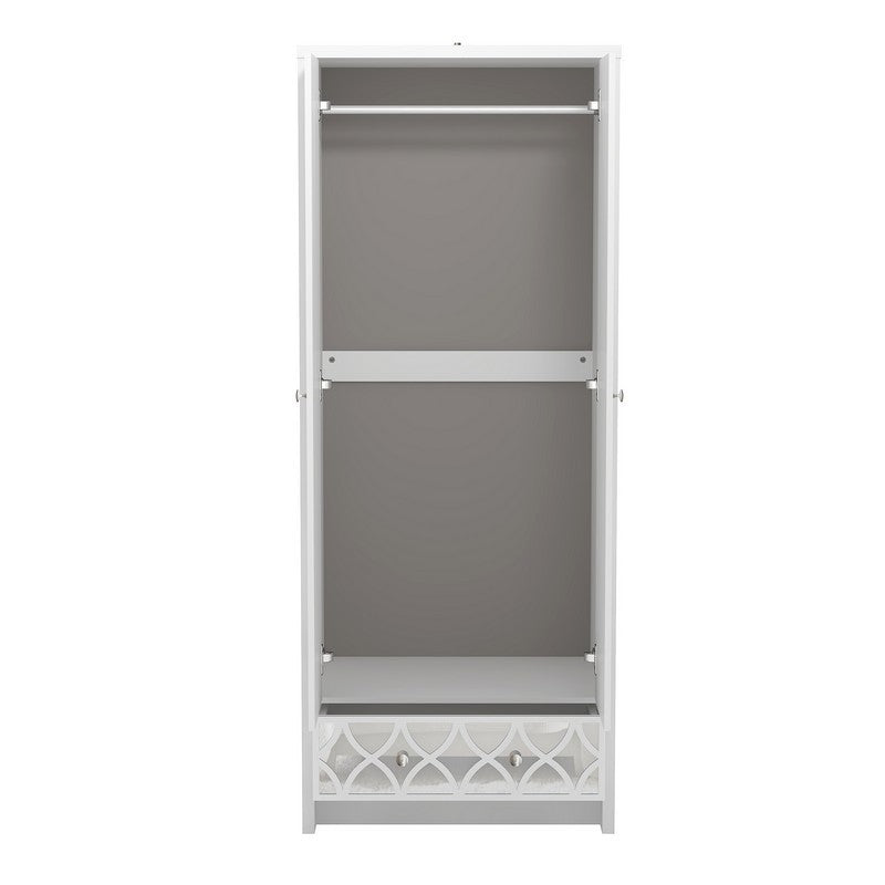 Arianna Tall Wardrobe White 2 Doors 1 Drawer