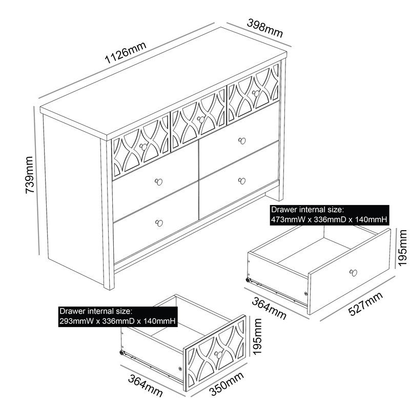 Arianna Large Chest of Drawers Grey 7 Drawers