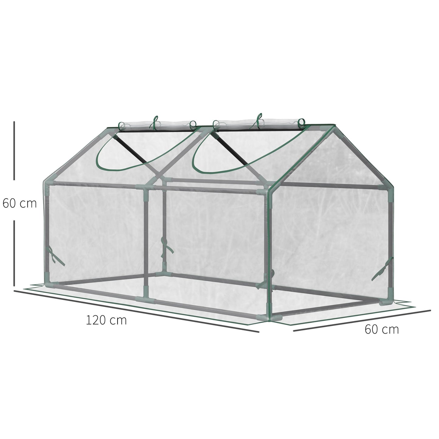 Mini Greenhouse Portable Flower Planter Tomato Vegetable House for Garden Backyard with Zipper 120 x 60 x 60 cm