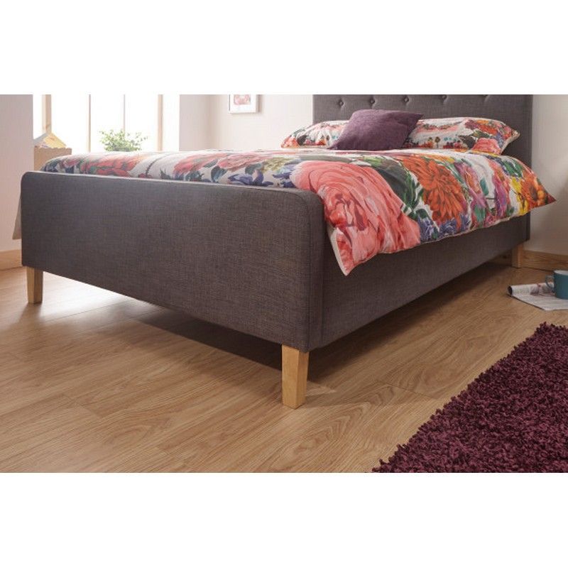 GFW Ashbourne King Size Ottoman Bed Fabric Grey 5 x 7ft