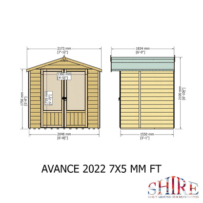 Shire Avance 6' 8" x 6' 3" Apex Summerhouse - Premium Dip Treated Shiplap