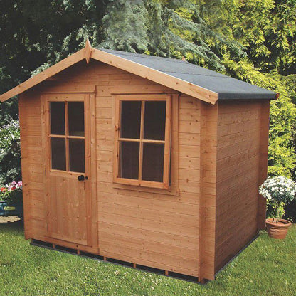 Shire Shire Avesbury 7' 4" x 6' 11" Apex Log Cabin - Premium 19mm Cladding Log Clad