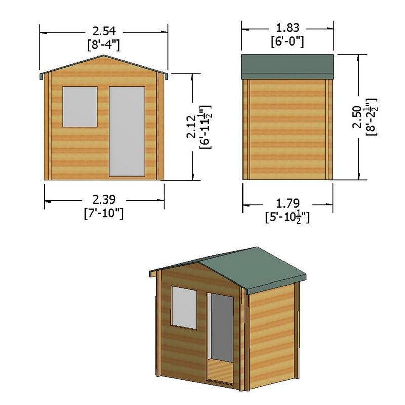 Shire Shire Avesbury 6' x 8' Apex Log Cabin - Budget 19mm Cladding Tongue & Groove