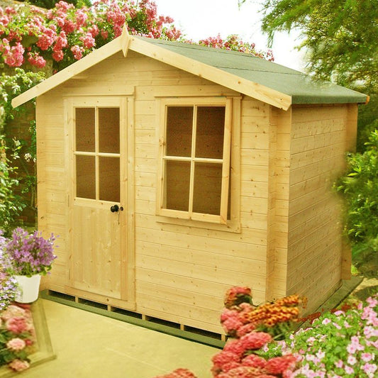 Shire Shire Avesbury 9' 3" x 8' 11" Apex Log Cabin - Premium 19mm Cladding Log Clad