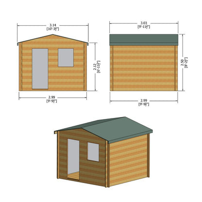 Shire Shire Avesbury 10' x 10' Apex Log Cabin - Budget 19mm Cladding Tongue & Groove