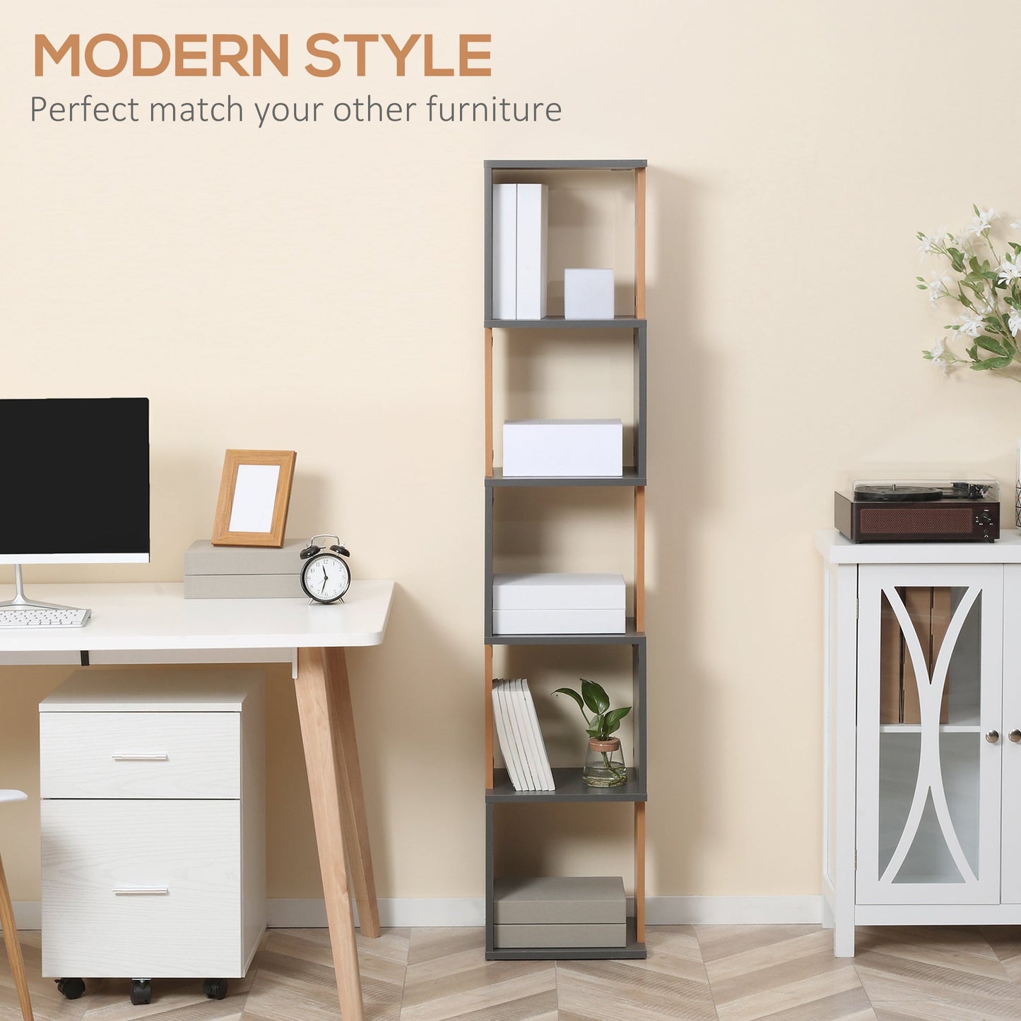 Homcom Modern 5-Tier Bookshelf