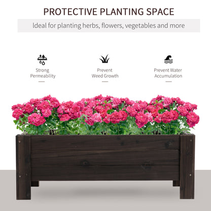 58L Garden Raised Bed Planter Grow Containers for Outdoor Patio Plant Flower Vegetable Pot Fir Wood