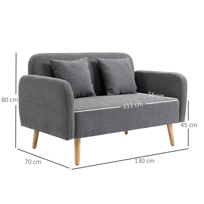 2 Seat Loveseat Sofa Chenille Fabric Upholstered Couch with Rubberwood Legs