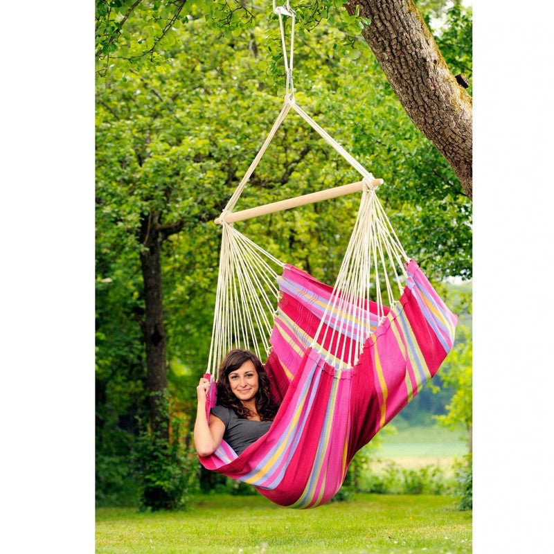 Amazonas Brasil Grenadine Hammock Chair - Striped Pink Multicoloured