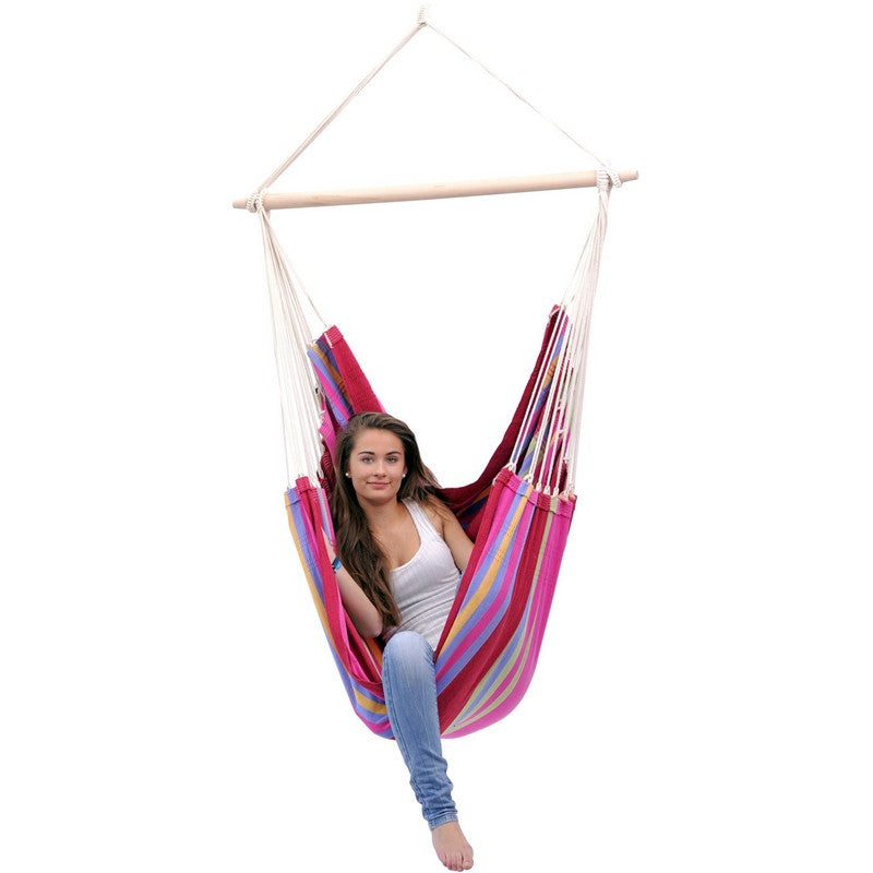 Amazonas Brasil Grenadine Hammock Chair - Striped Pink Multicoloured