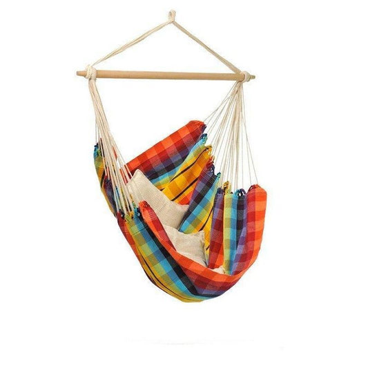 Amazonas Brasil Rainbow Hammock Chair - Checked Rainbow Multicoloured