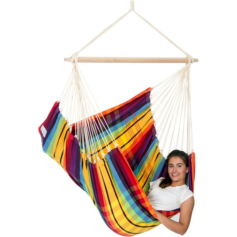 Amazonas Brasil Rainbow Hammock Chair - Checked Rainbow Multicoloured