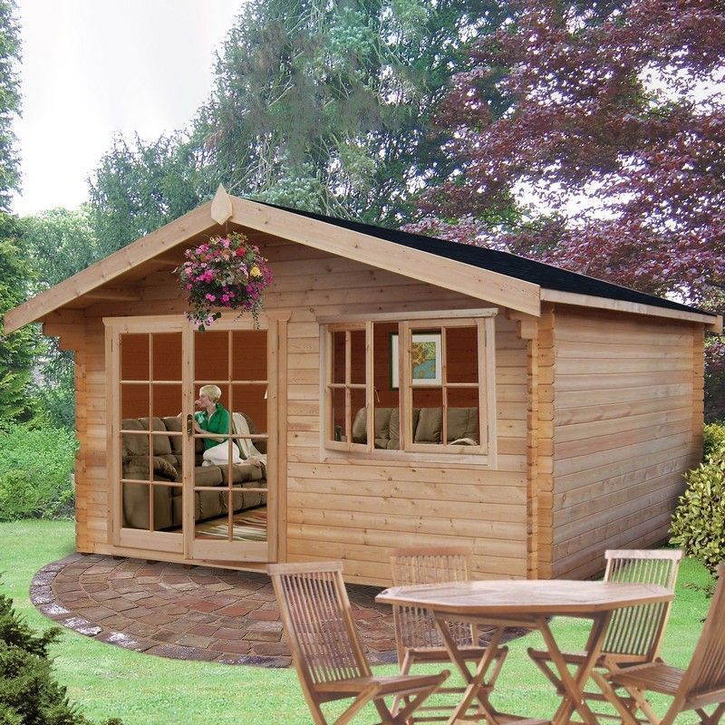 Shire Shire Abbeyford 13' 8" x 15' 8" Apex Log Cabin - Premium 34mm Cladding Tongue & Groove