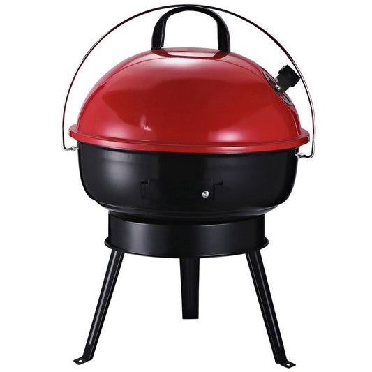 Metal Portable Tripod Charcoal Bbq Grill Black Red