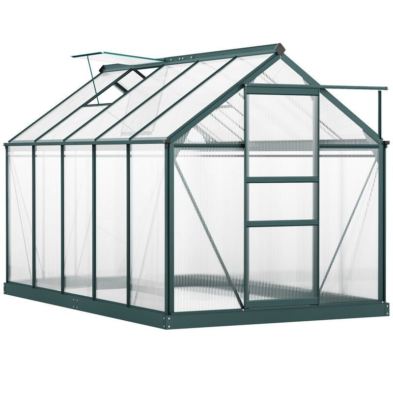 Outsunny Outsunny Clear Polycarbonate Greenhouse Large Walk-In Green House Garden Plants Grow Galvanized Base Aluminium Frame W/ Slide Door (6 X 10Ft)