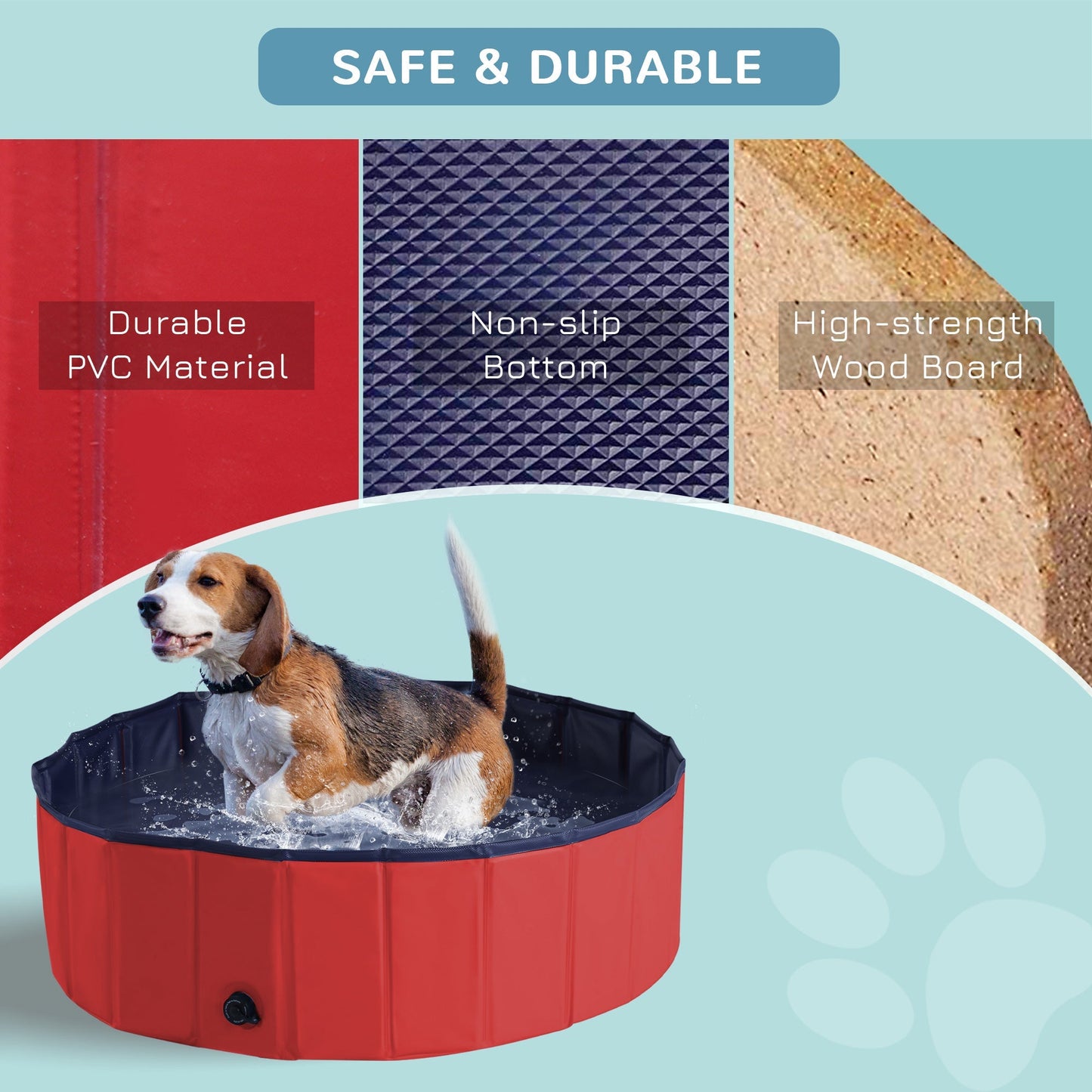 PawHut ?100x30H cm Pet Swimming Pool-Red