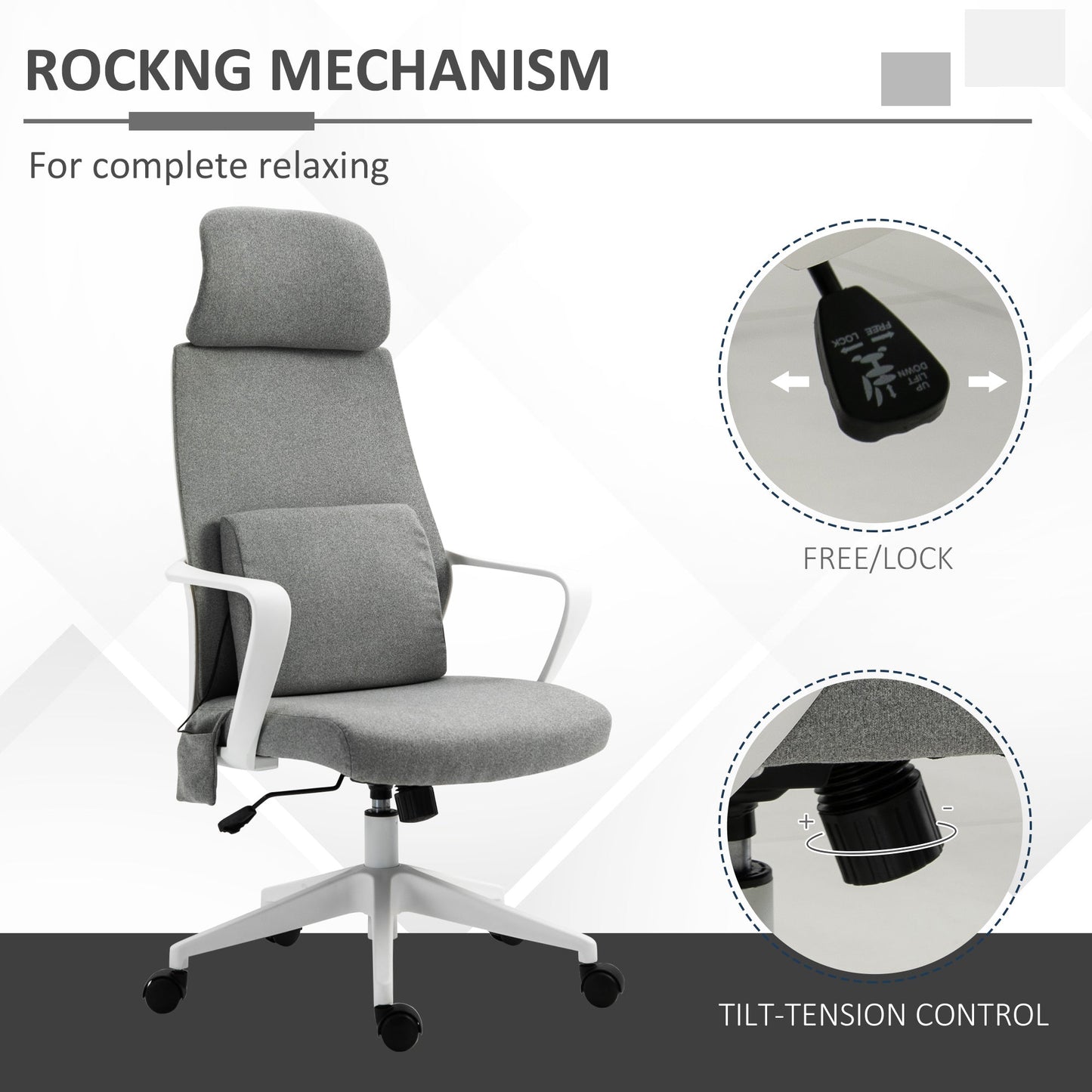 Vinsetto Massage Office Chair with 2 Points Lumbar Support