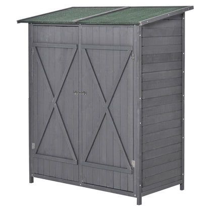 Fortress 160cm Double Door Pent Garden Store Lockable Fir Wood Grey by Steadfast