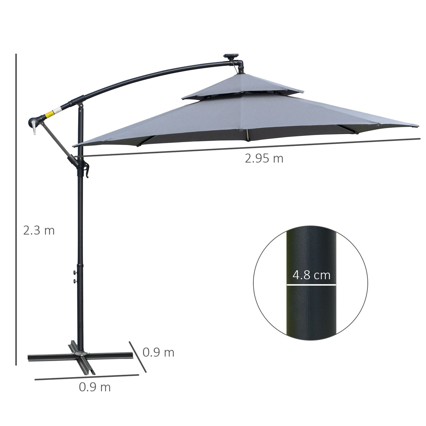 3M Cantilever Banana Parasol Hanging Umbrella with Double Roof