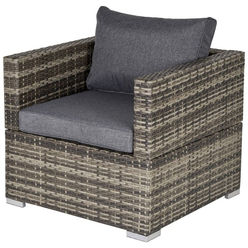 Outsunny Outsunny Outdoor Patio Furniture Single Rattan Sofa Chair Padded Cushion All Weather For Garden Poolside Balcony Deep Grey