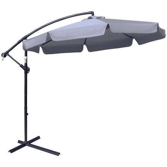 Outsunny Outsunny 2.7M Garden Banana Parasol Cantilever Umbrella With Crank Handle And Cross Base For Outdoor