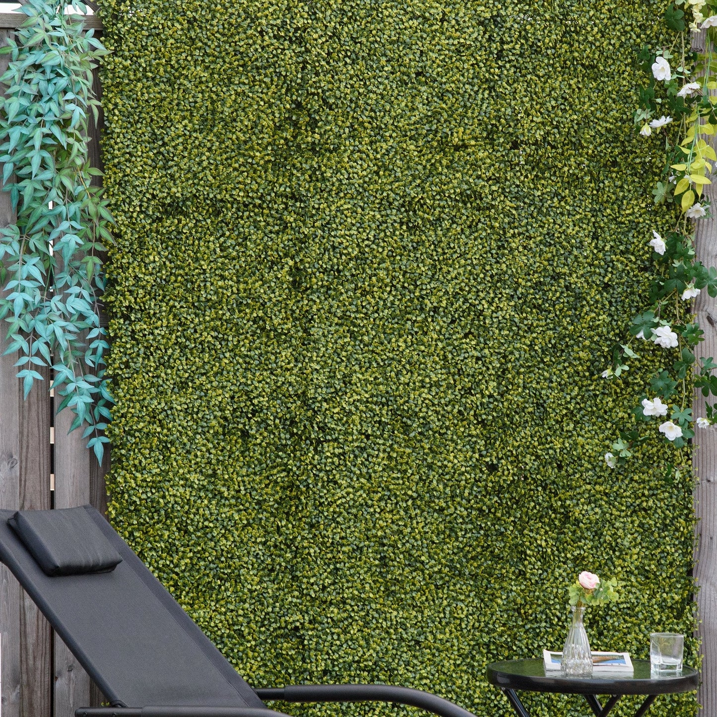 12-Piece 20" x 20" Artificial Boxwood Wall Panel Milan Grass Privacy Fence Screen